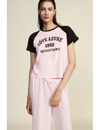 Dixie T-shirt met raglanmouwen en opdruk aan de voorkant