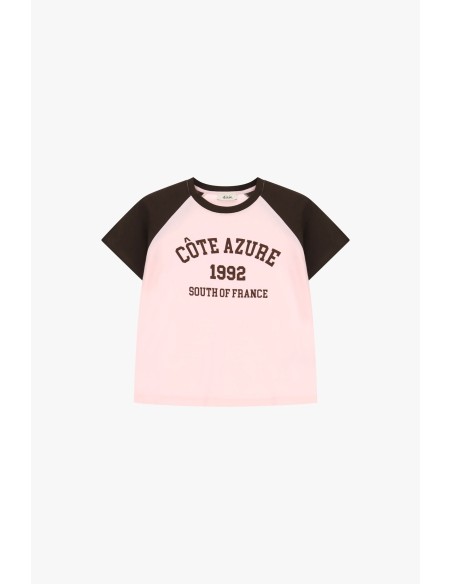Dixie T-shirt met raglanmouwen en opdruk aan de voorkant