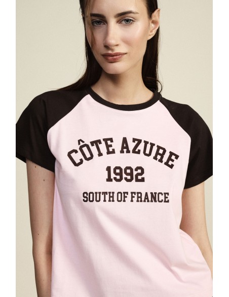Dixie T-shirt met raglanmouwen en opdruk aan de voorkant