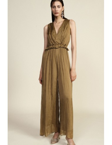 Lange jumpsuit met diepe halslijn en gerimpelde tailleband Dixie