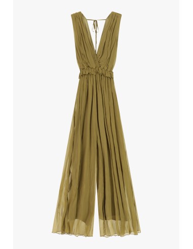 Lange jumpsuit met diepe halslijn en gerimpelde tailleband Dixie