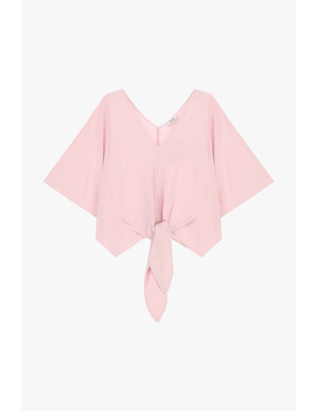 Korte blouse met knoop aan de voorkant en wijde mouwen Dixie