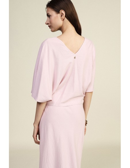 Korte blouse met knoop aan de voorkant en wijde mouwen Dixie