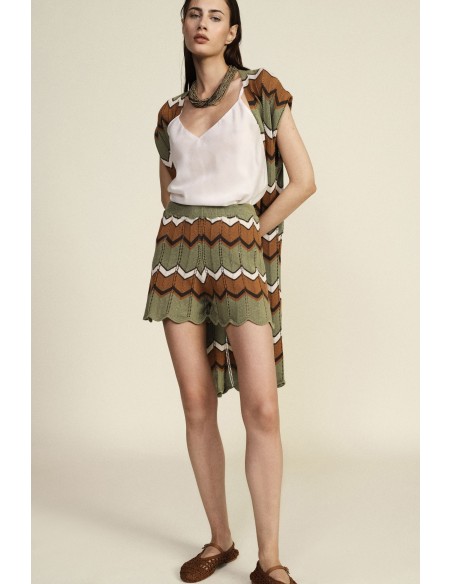 Dixie-jacquardshorts met zigzagstrepen en geschulpte rand