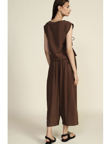 Dixie Palazzo-broek met cropped pijpen en elastische taille