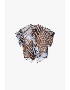 Dixie cropped shirt met knoop aan de voorkant en korte mouwen 2