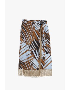 Fantasiemidi-rok met franjes en knoop in de taille Dixie