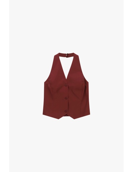 Dixie-gilet met diepe hals en knoopsluiting
