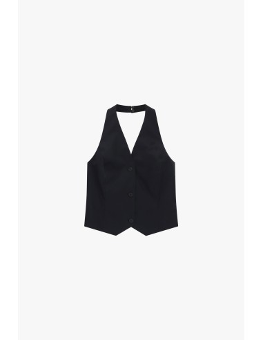 Dixie-gilet met diepe hals en knoopsluiting