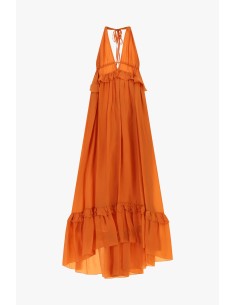 Lange jurk met diepe hals en ruches Dixie 2
