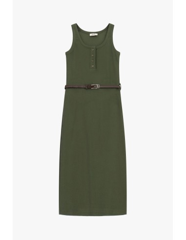 Mouwloze midi-jurk met knopen en ceintuur Dixie