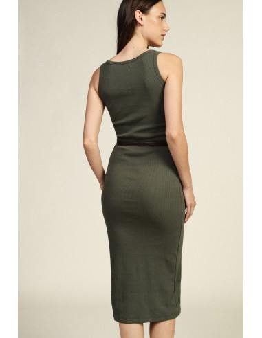 Mouwloze midi-jurk met knopen en ceintuur Dixie