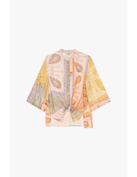 Dixie Paisleyblouse met knoop aan de voorkant