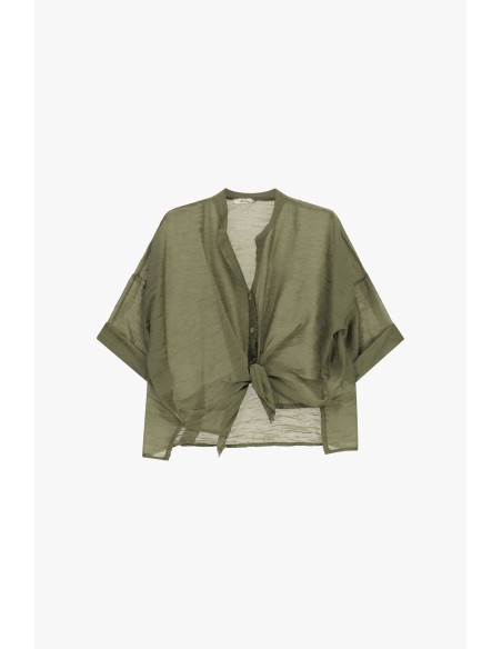 Ruimvallende blouse met knoop aan de voorkant en korte mouwen Dixie