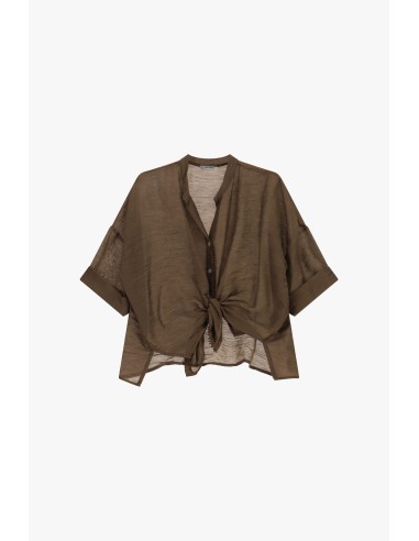 Ruimvallende blouse met knoop aan de voorkant en korte mouwen Dixie