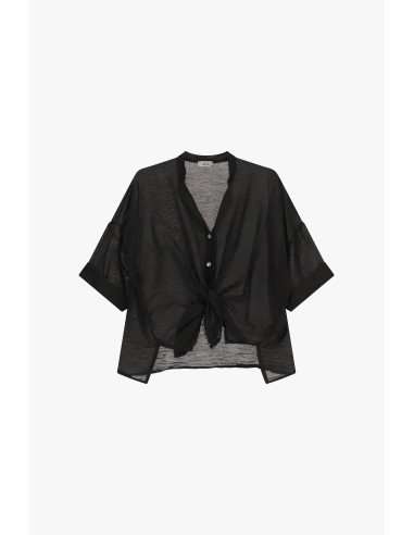 Ruimvallende blouse met knoop aan de voorkant en korte mouwen Dixie
