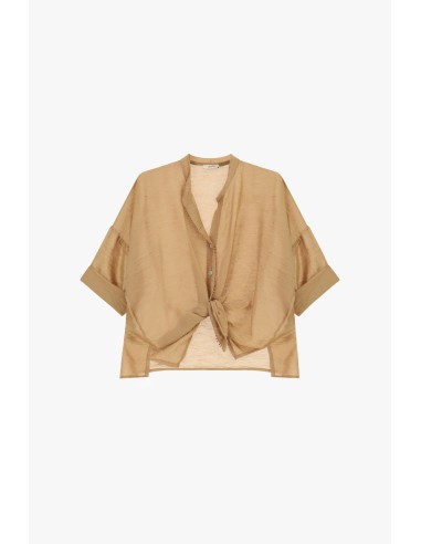 Ruimvallende blouse met knoop aan de voorkant en korte mouwen Dixie