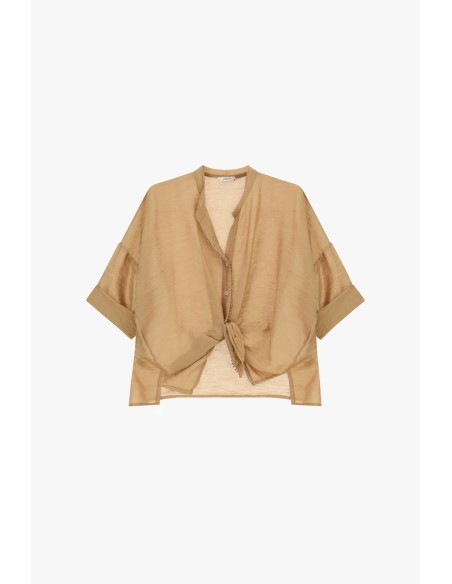 Ruimvallende blouse met knoop aan de voorkant en korte mouwen Dixie