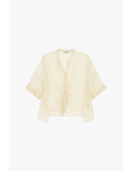 Ruimvallende blouse met knoop aan de voorkant en korte mouwen Dixie