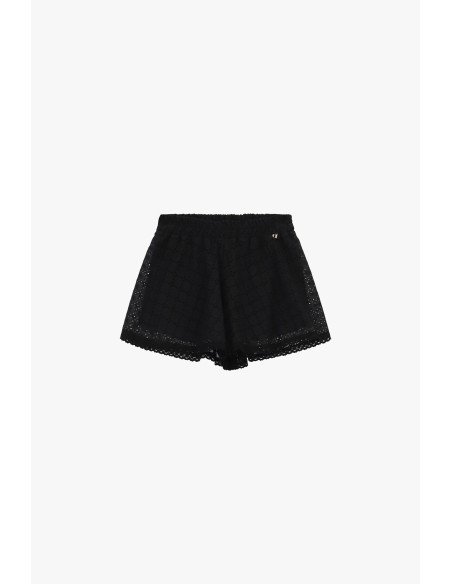 Dixie shorts met gaatjes, geschulpte rand en elastische taille