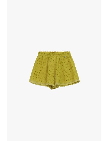 Dixie shorts met gaatjes, geschulpte rand en elastische taille