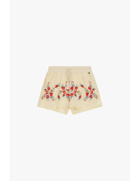 Shorts met normale pasvorm, bloemenborduursel en golvende zoom Dixie