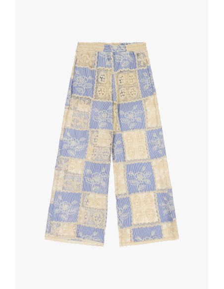 Dixie Patchwork Palazzo-broek met kanten inzetstukken