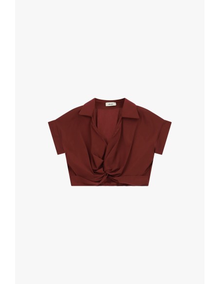 Cropped top met knoopdetail aan de voorkant en korte mouwen Dixie