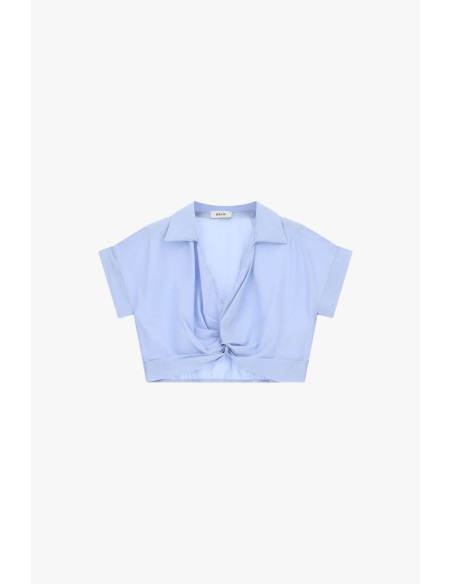 Cropped top met knoopdetail aan de voorkant en korte mouwen Dixie
