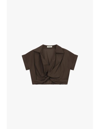 Cropped top met knoopdetail aan de voorkant en korte mouwen Dixie