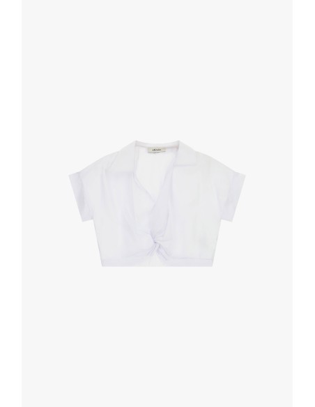 Cropped top met knoopdetail aan de voorkant en korte mouwen Dixie