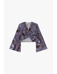 Cropped top met paisleyprint en wijde mouwen Dixie