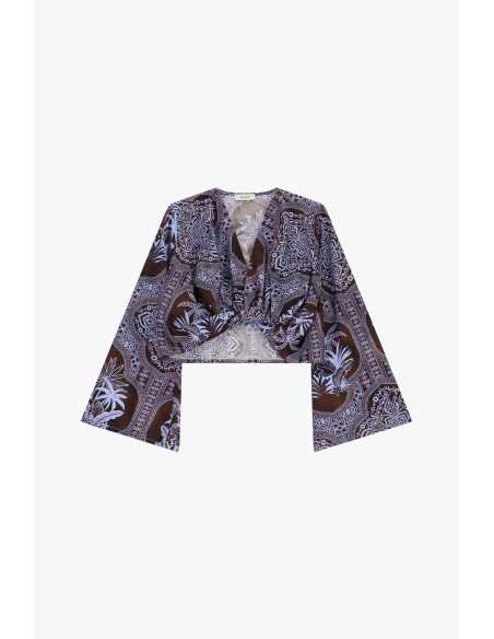 Cropped top met paisleyprint en wijde mouwen Dixie