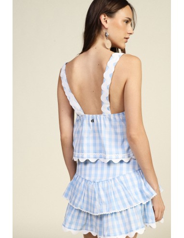 Geruite top met schouderbandjes en geschulpte rand Dixie