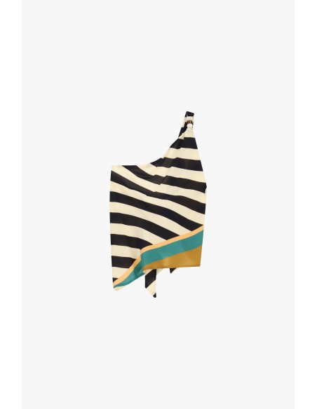 Asymmetrische one-shoulder top met strepen en contrasterende rand Dixie