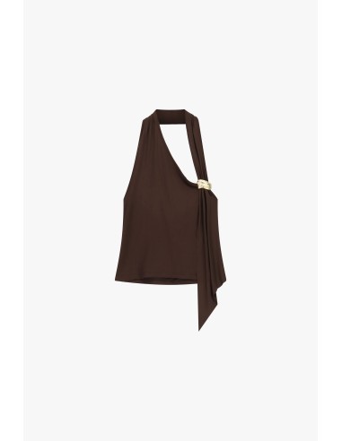 Asymmetrische top met sieradenaccent en broche Dixie