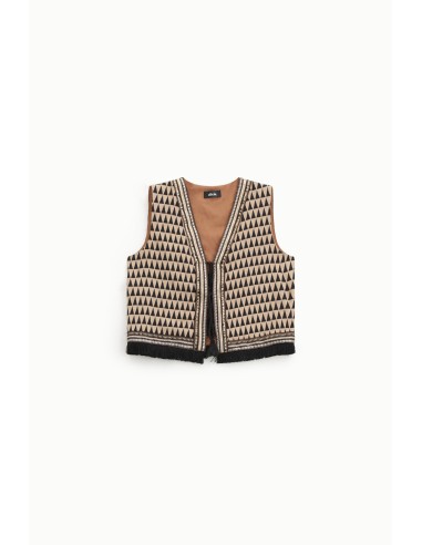 Dixie-vest met geometrisch patroon en franjes