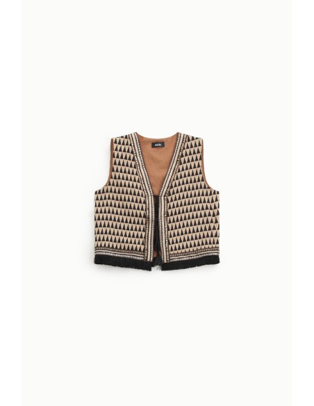 Dixie-vest met geometrisch patroon en franjes