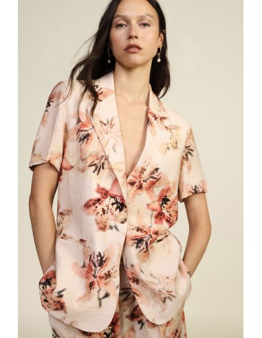Dixie Blazer met Bloemenpatroon en Korte Mouwen