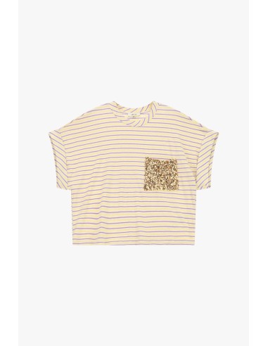 Gestreept T-shirt met opgestikte zak met pailletten Dixie