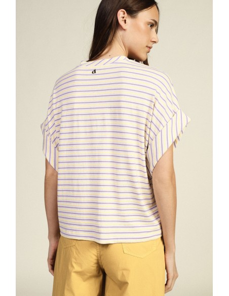 Gestreept T-shirt met opgestikte zak met pailletten Dixie