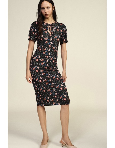 Dixie Midi-jurk met bloemenprint en V-hals