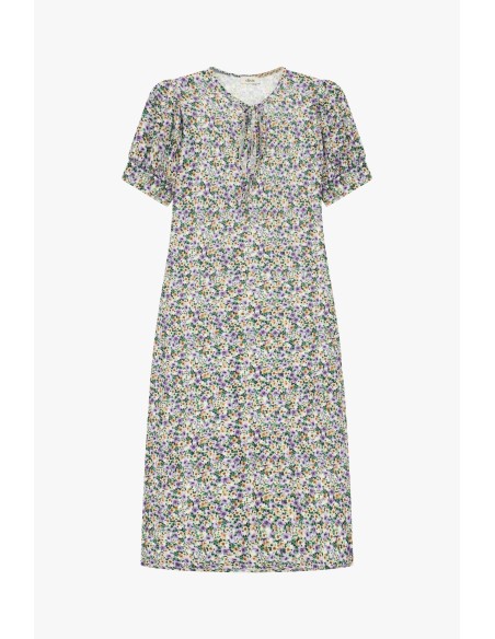 Dixie midi-jurk met bloemenprint en korte mouwen