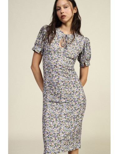 Dixie midi-jurk met bloemenprint en korte mouwen