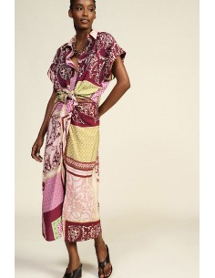 Dixie Patchwork Fantasie Midi-rok met Drapering
