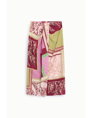 Dixie Patchwork Fantasie Midi-rok met Drapering