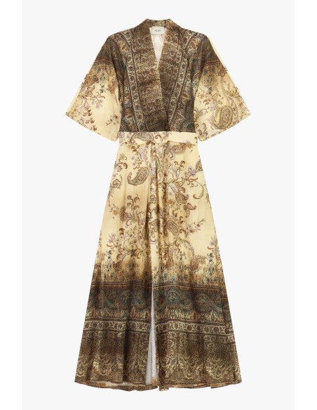 Lange jurk met paisleyprint, riem en ruime pasvorm Dixie