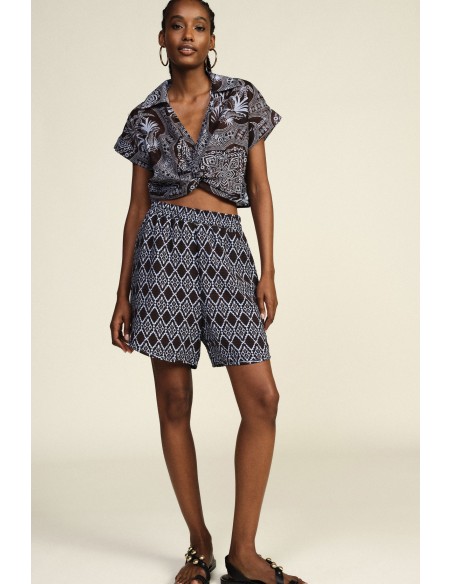 Regular-fit shorts met geometrisch patroon en elastische tailleband van Dixie