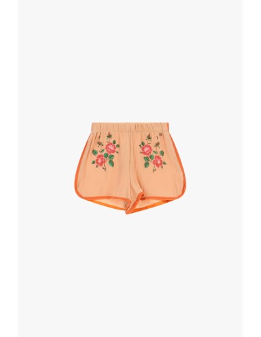 Dixie geborduurde shorts met elastische taille en contrasterende biezen