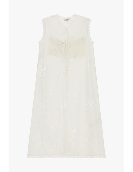 Mouwloze top met decoratieve ajourborduursels Dixie